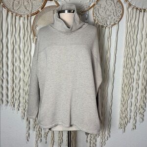 Poetry Oatmeal Color Funnel Neck Pullover Casual Sweatshirt Size US18